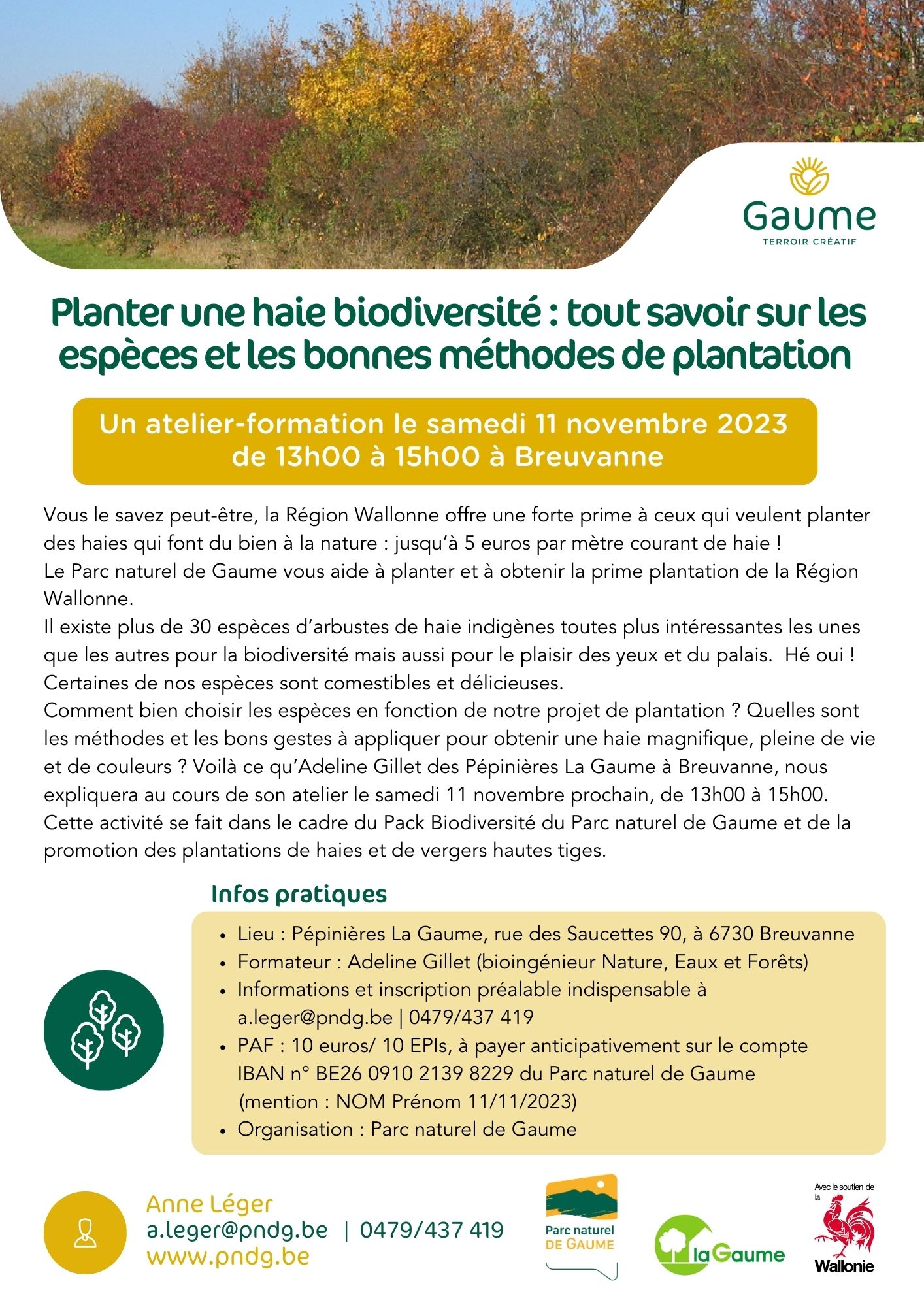 Atelier-Formation : Planter une haie biodiversité : tout savoir sur les espèces et les bonnes méthodes de plantation @ Pépinières La Gaume